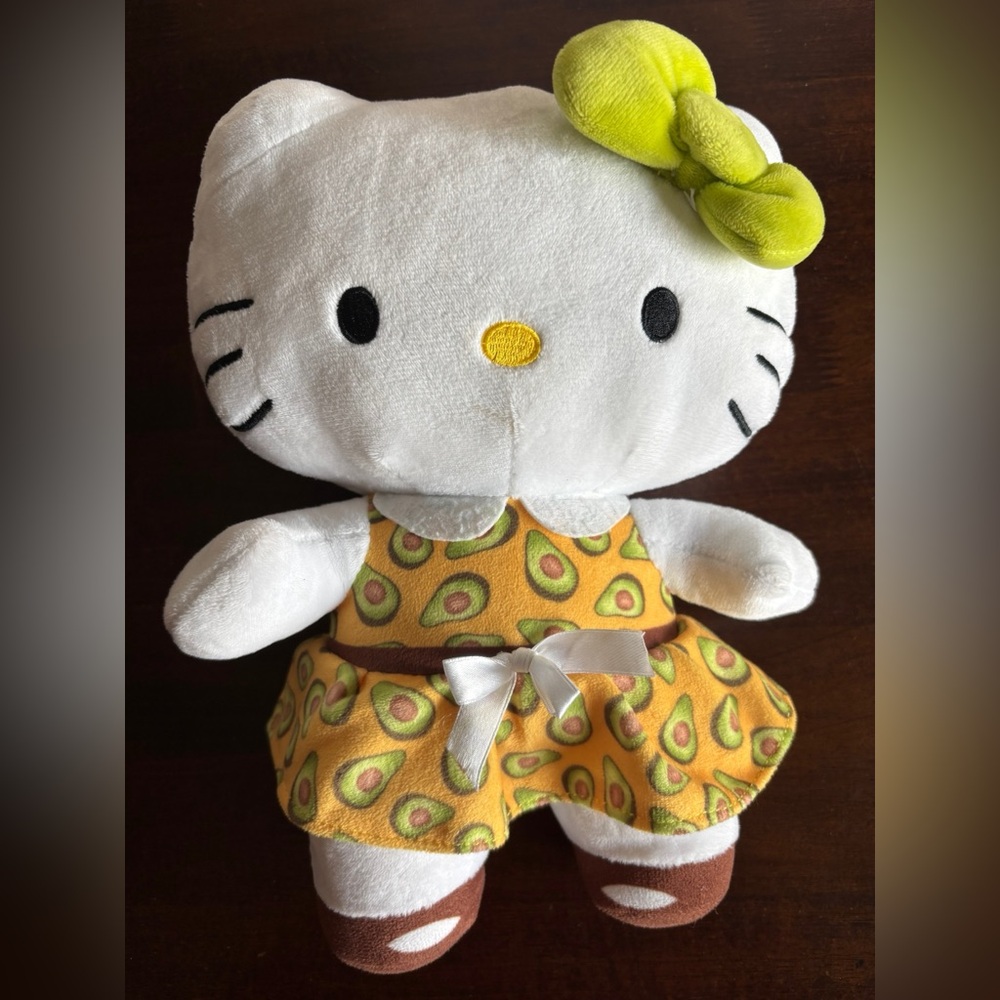 Hello Kitty Sanrio Stuffed, Plushie in Avocado Dress.